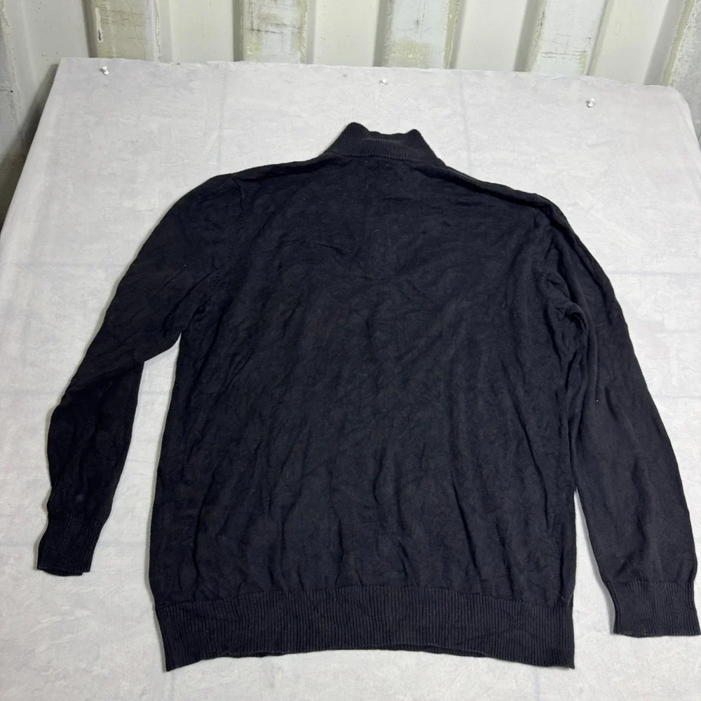 Old Navy Mens 1/4‎ Zip Pullover Sweater Black Knitted Ribbed Cuff Long Sleeve XL